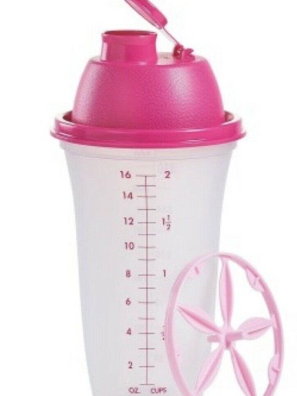 NWT New Tupperware Quick Shake Pink & White 16oz